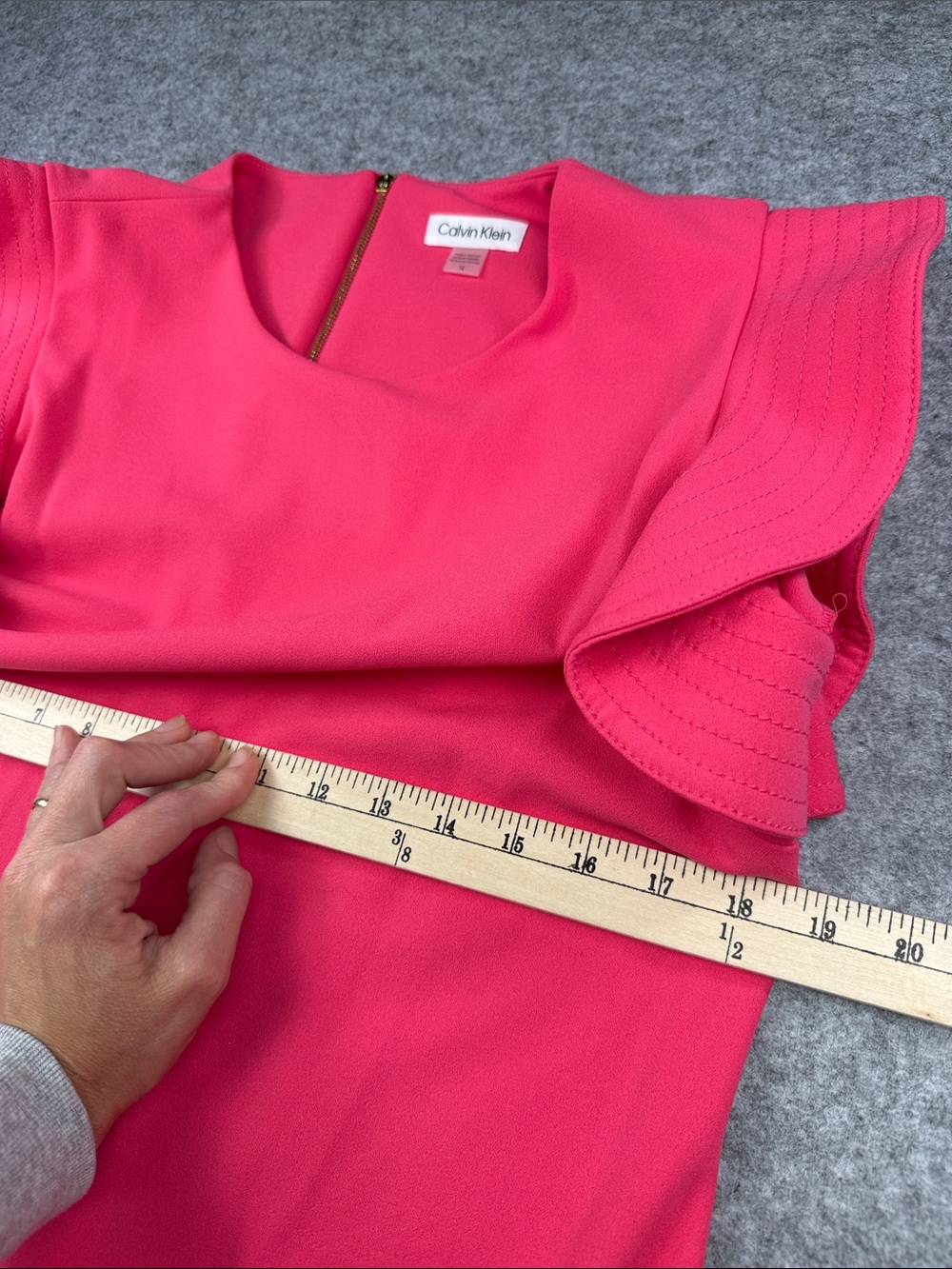 Calvin Klein Hot Pink Ruffled-Sleeve Midi Dress - Picture 5 of 6
